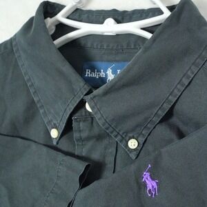 Polo Ralph Lauren Shirt Mens XL Classic Fit Short Sleeve Button Down Purple Pony